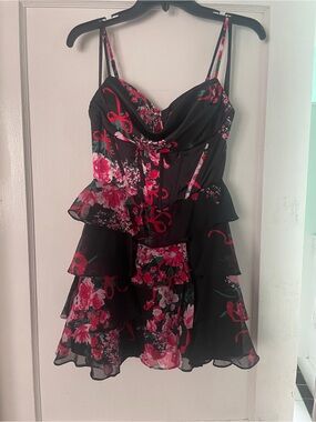 Floral Ruffle Corset Mini Dress -Homecoming